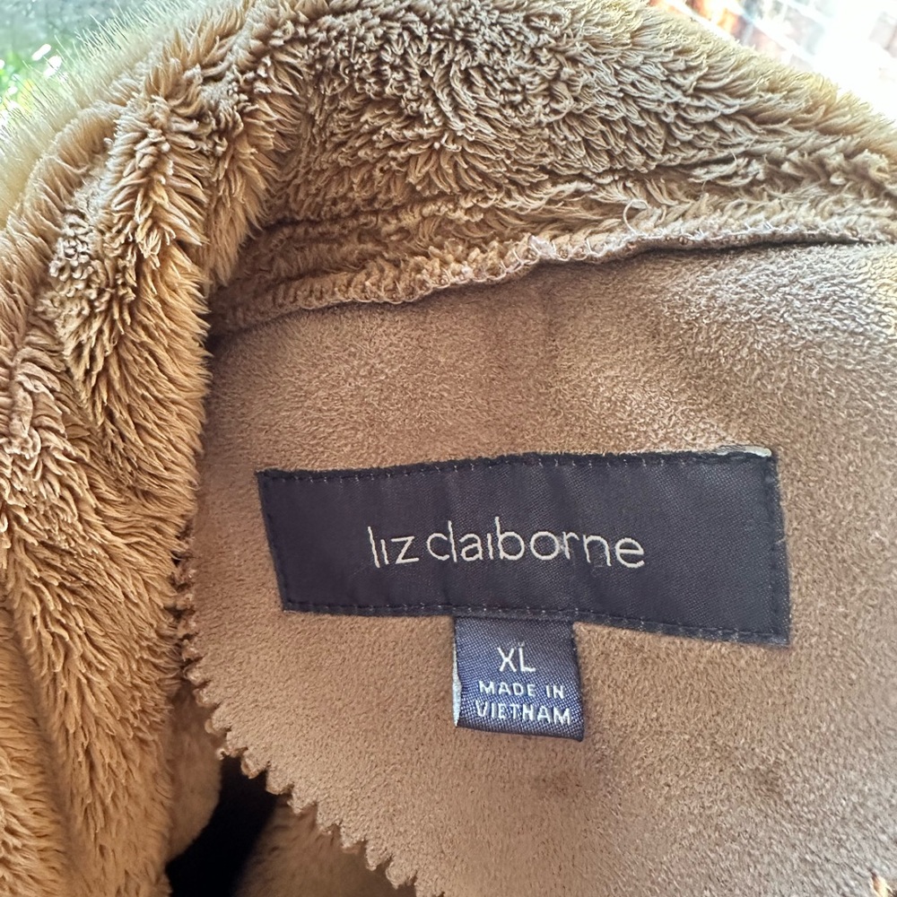 Liz Claiborne Brown Faux Fur Trimmed Jacket - Picture 4 of 4